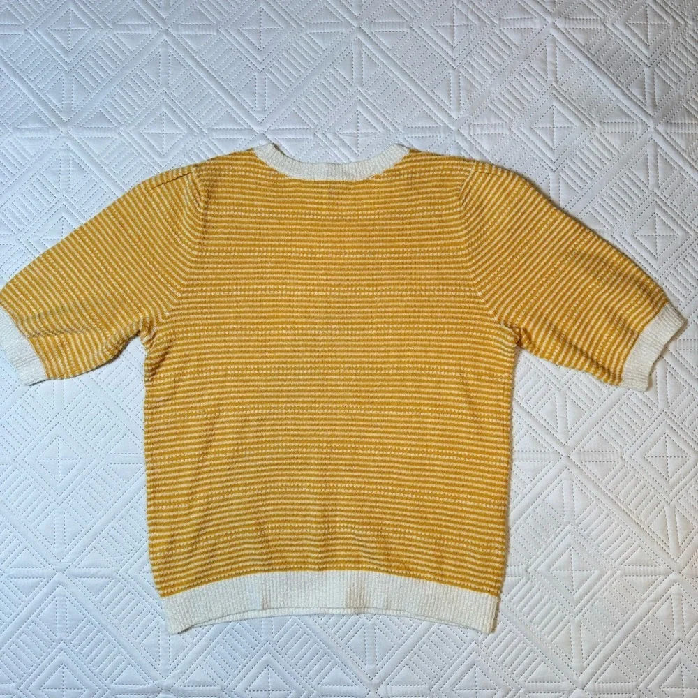 Lilla P Crew Neck Striped Knit Short Sleeve Sweater Size M